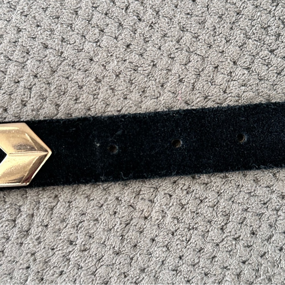 Banana Republic Black Suede Gold Tone Arrow Chevron Belt Small Italian Leather - Picture 9 of 15